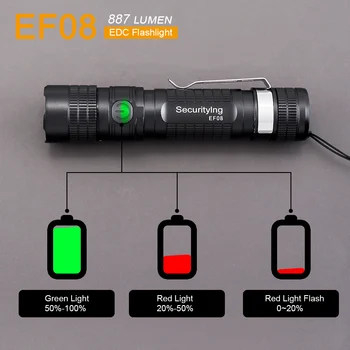 SST20 skalabilne baklja visoke svjetline 887LM EF08 EDC led flashlight s indikatorom snage Vanjska rasvjeta za kampiranje/noćne šetnje