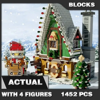 1452 kom. Kreativni stručnjak Zimski seljački elf klupska kuća Saonice Djeda Stablo 90012 setovi građevinskih blokova Kompatibilan dječji cigle