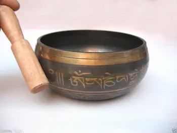 Tibetanski bakrena meditacija sa zlatom na čakra, izrađen od zlata, velike pjevanje bowl 130 mm