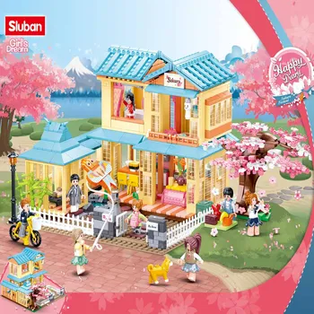Sluban je Gradbeni Blok Igračke San Djevojčice 1029 kom. Cigle B1017 Japanski Guest House je Kompatibilan S Dizajnerima Vodećih Brandova