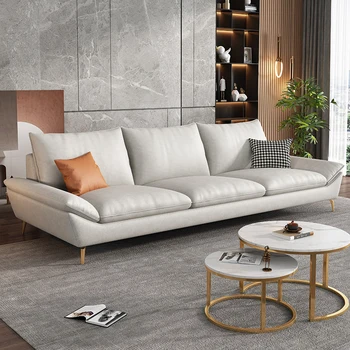 Dugi kožni kauč za sjedenje u dnevnom boravku, minimalistički luksuzni dioni moderni kauč za odrasle, dizajn namještaja za dom Divani Soggiorno