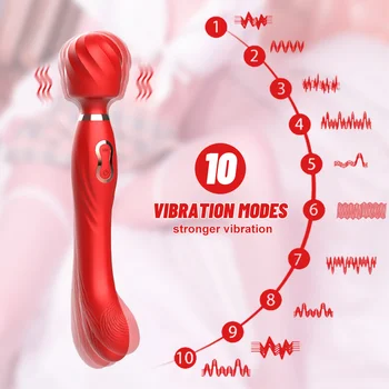 Vibrator s dvostrukom glavom, 10-frekvencijski AV-štap, ženska točka G, stimulacija klitorisa, masturbator za ženske masturbacije vagine 18
