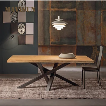Dugi kuhinjski stol od punog drveta, dizajnerski stol u skandinavskom stilu, uredski stol, минималистичная moderna kombinacija stola za blagovanje i stolice