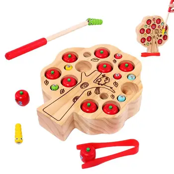 Drvene igračke za fine motorike Drveni igra ribolov za rano učenje Oblik stabla Interaktivni ribolov Igračke Montessori na rođendan