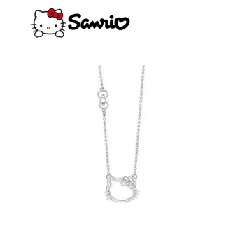 Sanrio Hello Kitty Anime S999 Čisto Srebro Ogrlica HelloKitty Donje Dizajn Ogrlica od Srebra Jednostavan Luksuzni Poklon Za Rođendan