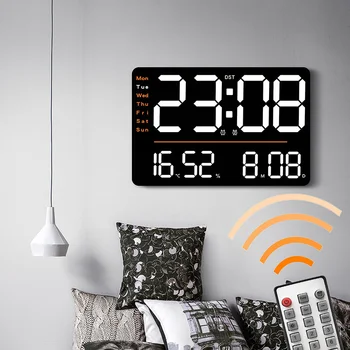 Led velike digitalne zidni sat sa daljinskim upravljačem Temperatura, datum, tjedan, zaslon s podesivim svjetline, moderne alarmi za dnevni boravak