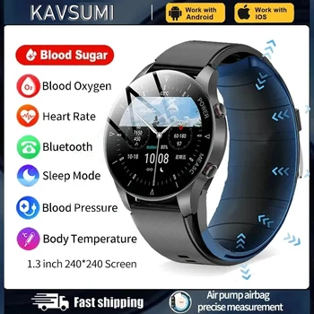 2023 Muški sat s neinvazivna razine glukoze u krvi, pumpa, zračni jastuk, točno mjerenje krvnog tlaka, Bluetooth-poziv, pametni sat za Huawei Xiaomi