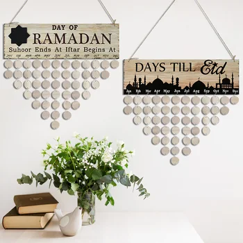 Eid Mubarak viseći drveni Adventski-kalendar Ramazan Karim Dekor Kalendar odbrojavanje Darove nakit za muslimanske islamske zurke