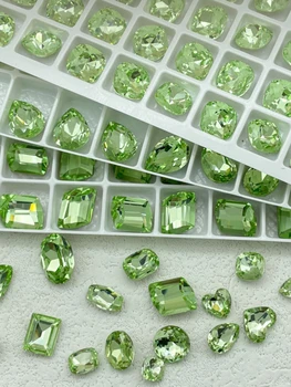 20шт kristala K9, peridot, diamond point za nokte, gorski kristal, high-end dragulj, zeleno staklo, obrt, trg je srce dijamant