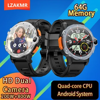 LZAKMR NOVI Sustav Android Pametni Sat s Četverojezgrenim procesorom i HD Dual Kamere 64G Memorije Frekvencija Otkucaja Srca Kisika u Krvi Smartwatch Pedometar
