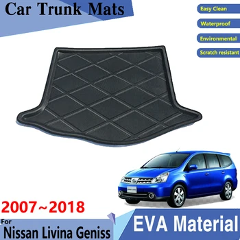Tepih u prtljažniku automobila 3D EVA Materijal za Nissan Livina 2012 Pribor Livina Geniss 2007 ~ 2018 Auto Stražnji Teretni Polica Tepih Prtljažnika, Stražnja Obloga