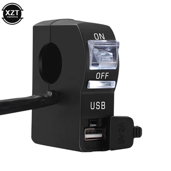 Svjetla moto Transparentno prekidač led indikator montirati na volan USB punjač za telefon