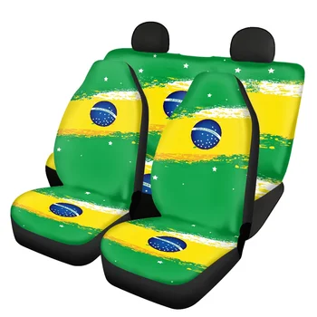 Presvlake za sjedala sa zastavom Brazilu, full, 4 kom., univerzalna zaštitna folija za prednja /stražnja sjedala, čvrste neklizajući auto oprema