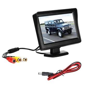 1 komplet 4,3-inčni TFT LCD zaslon visoke razlučivosti za vozila unazad, crni komplet unazad, kamera za parkiranje unazad + 1 kom. kabel za napajanje