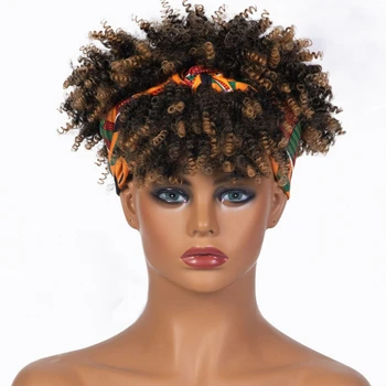 Afro-кудрявая povez za glavu, perika za crne žene, sintetski prirodni kinky perika, plavuša s мешочками, ženske toplinski kosu