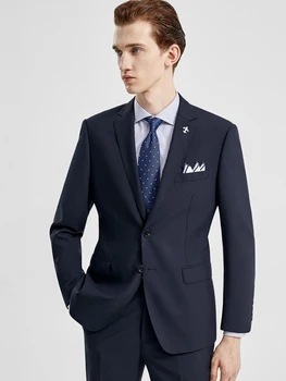 muško odijelo od 70% vune, tamno plave boje, kvalitetne službene однобортные muška odijela za vjenčanje, odijelo od 3 predmeta, kostimi za prom iz 2 predmeta, 4xl plus