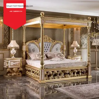 Izrađen po mjeri talijanske tkanine, bračni krevet u glavnoj spavaćoj sobi, luksuzna vjenčanje pukovnije iz polja europske drveta visoke kvalitete