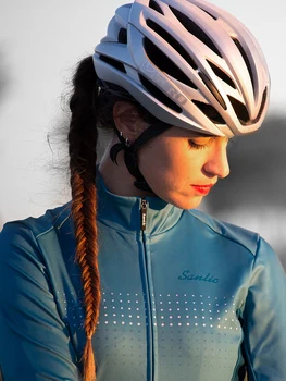 Santic Nova jesensko-zimska runo biciklistička jakna ženska odjeća za brdski put bicikle, stručni topli kaput s dugim rukavima, pink