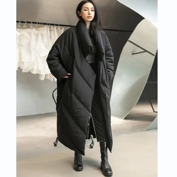 Zimska dolje jakna ženska moda 2023 godine, nepravilnog toplo crna пуховик velike veličine, ženske tople debele kapute