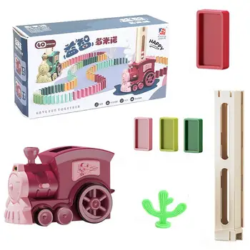 Električni vlak domine, automatski električni vlak domine, set za montažu i slaganje igračaka blokova, domino set za dječake i djevojčice 3-8 godina