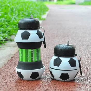 550 ml Sklopivi dječji nogomet boce za vodu Prijenosni sportska boca za vodu u obliku nogometne lopte, silikonska čaša za vodu