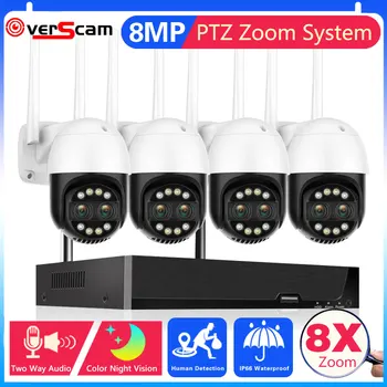 8 super-širokokutni optički Zoom 4K Wifi PTZ IP Kamera s 4-kanalnog 8 Megapiksela sustav POE NVR Auo Tracking 2-Sistemski Audio Kit Kamere za nadzor 8CH