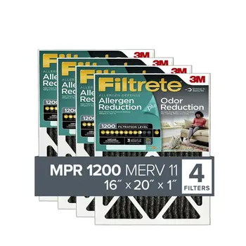 3M 16x20x1, MERV 11, Filter za peći HVAC sa smanjenjem mirisa Allergen Plus, 1200 MPR, 4 Filter