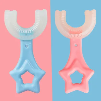 Dječja pasta za Zube za djecu 360 Stupnjeva U obliku slova Ručno Edukativne Četkica Mekana Silikonska Četka Za Njegu Oralne Higijene Za Djecu