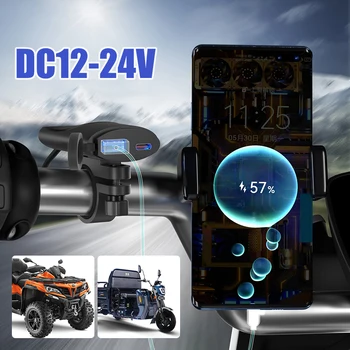 Punjač za telefon moto 12-24 v, Adapter za dual USB Punjač Type-C QC3.0, Brzi Punjač, Inteligentno Automatsko Isključivanje, Pribor za Motocikle