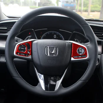 Za Honda Civic 10. generacije 2016-19, naljepnica na dugme upravljač od karbonskih vlakana, pribor za unutrašnjost automobila visoke konfiguracije