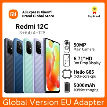 Globalna verzija Xiaomi smartphone Redmi 12C, 50-megapikselnu kameru, bateriju Helio G85, 5000 mah, mobilni telefon, jeftini Android mobilni telefon