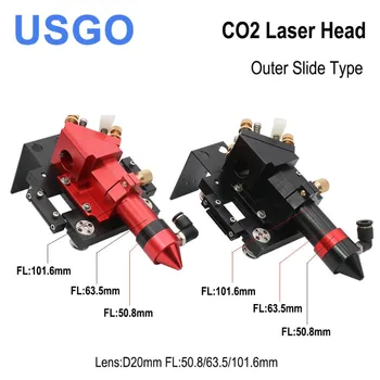 USGO Novi dolazak CO2 Laserska Glava za Dia.20mm FL 50,8/63,5 mm/101,6 mm Objektiv D25mm Ogledalo Vanjski Klizni Tip sa zračnom mlaznicom