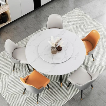 Kuhinjski stol, set od 4 stolice za malu obitelj, stol za jelo od okruglog kamena ploča i stolice za restoran, bar, namještaj za dom
