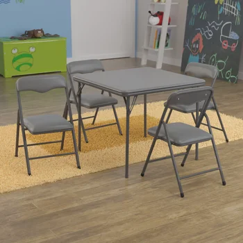 Dječji siva sklopivi stol i stolice od 5 komada u paketu