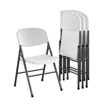 Uporište 4 kom. set sklopive stolice od visokokvalitetne smole za prijenosna konferencije bijele boje