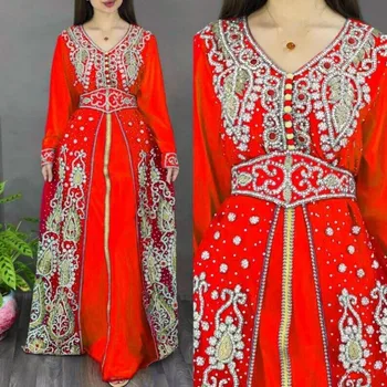 Crvene ženske, haljina Фараша Абайя iz Dubaija, Maroko, vrlo moderan duga haljina, europski i američki modni trend