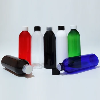 (30шт) 250 ml smeđa / prozirna prazna okrugla plastična boca s vijčanim poklopcem za pakiranje 250 ml tekućine za njegu kože s tekućinom za kočnice čepom