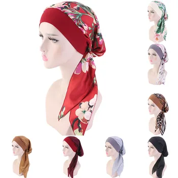 Trendi ženski хиджабы s cvjetnim ispis, musliman marama, s turbanom, kapor, gotova odjeća, ženska накидка pod hidžab, kape