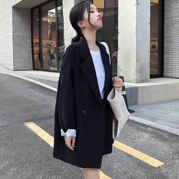 Novi dolazak, blazers slobodnog rezanja za žene, proljeće-jesen двубортный jaknu u korejskom stilu s gumbima i džepovima