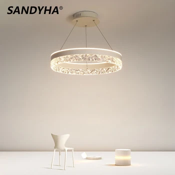 SANDYHA Moderan Minimalistički Dizajn Viseći Svijećnjak Luksuzna Ring Rotirajući Luster Led Lampa za Spavaće sobe, Dnevni boravak Home Dekor Svjetiljke