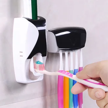 Automatski dozator za pastu za zube bez rupa, držač za četkice za zube, solidna kombinacija znojan stalak za montažu na zid, sokovnik za pastu za zube