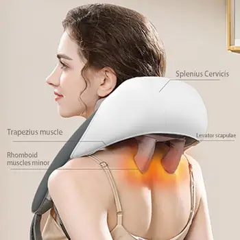 Električni masaža vrata maternice za vrat, rame sa grijanjem, prijenosni разминающий vratne vruće maser, šal za ublažavanje bolova, uklanjanje umora
