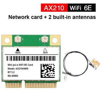 AX210 5374M WIFI 6E 5G Gigabitne Bežična Mrežna kartica MINI PCIE 5,2 Modul mrežne kartice Bluetooth Sa Ugrađenom antenom