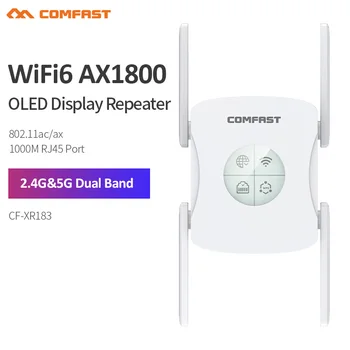 Comfast CF-XR183 Repeater WiFi6 2,4 G i 5 Ghz 1800 Mb/s OLED Zaslon Lumenom Raspona signala bežične mreže 802.11 ax Pojačalo Gigabit Port