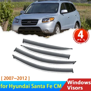 4x Auto Bočni Prozor Viziri za Hyundai Santa Fe CM 2007 ~ 2012 Pribor Deflectors Zaštita Od Kiše Za Obrve Auto Štitnik Za sunce Dim Vjetar