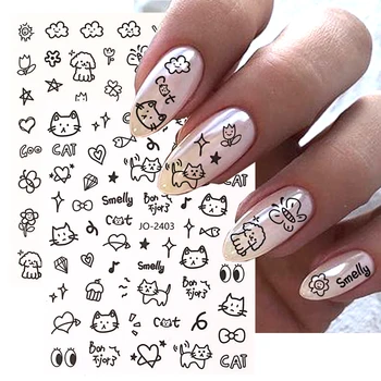 3D animirani film je Slatka mačka nokte Dječje naljepnice Kawaii Štene pas grafiti Životinje serije Novi noktiju dizajn tetovaže Manikura naljepnica