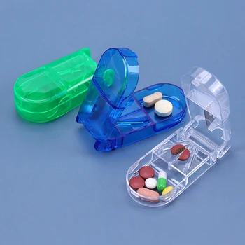 Kutija za rezanje tableta, 1 kom., prijenosni kutija za lijekove, graničnik za tablete, držač za tablete, kutija za rezanje tableta