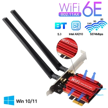 Wi-Fi 6E Intel AX210 Wifi Mrežna kartica Bluetooth5.3 Bežične Wifi Adapter pci-e 2,4/5/6 Ghz 5374 Mbit/s MU-MIMO 802.11 ax Windows 10/11