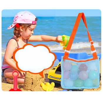 Podesiva nadvoji plaža torba preko ramena za dječje igračke, organizator, mrežica torbica za pohranu na munje, torba za prikupljanje školjke, okruglo kantu
