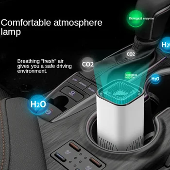 Prijenosni auto-pročišćivač zraka za uklanjanje prašine, miris dima, USB punjenje ночником za auto, HEPA filter, negativni ion